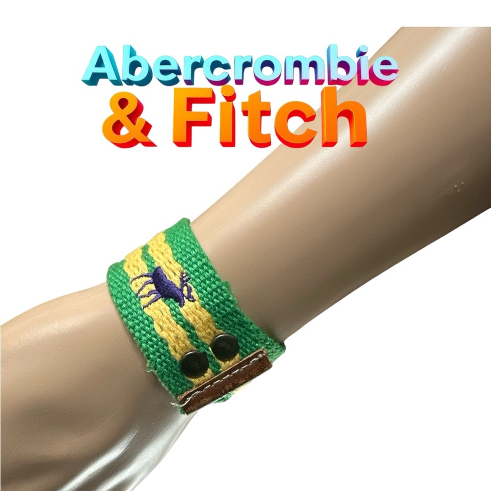 Abercrombie & Fitch Green and Yellow Woven Bracelet